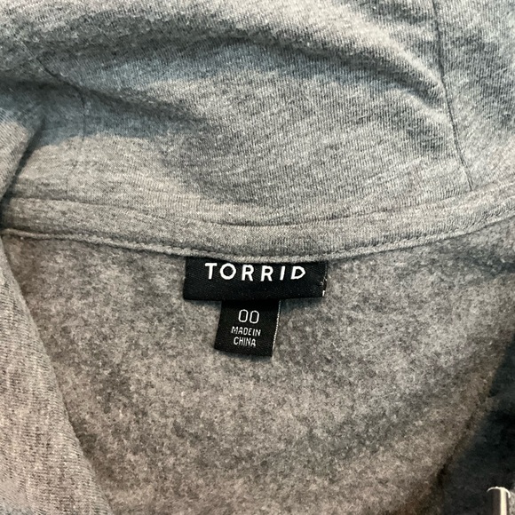 Torrid Gray Hoodie with Lace Sleeves - Picture 4 of 7